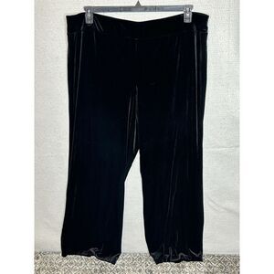 NWT Lane Bryant Womens‎ 1X 22/24 Black Velvet Pull On High Rise Wide Leg